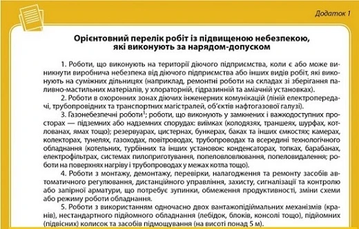 Виконання робіт підвищеної небезпеки орієнтовний перелік робіт, які виконують за нарядом-допуском.