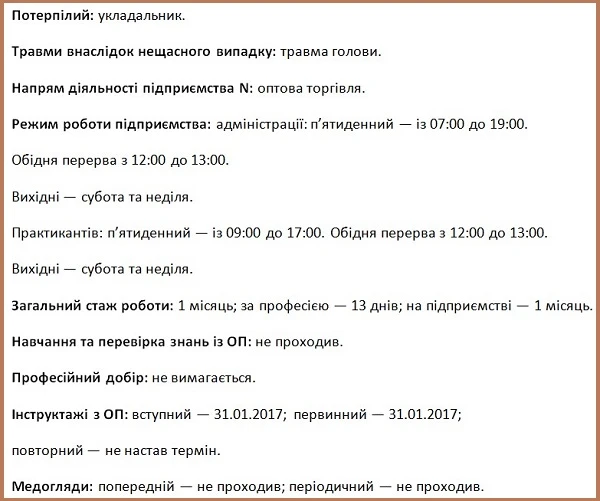 Розслідування нещасного випадку з укладальником поліуретанових виробів Нещасний випадок з укладальником поліуретанових виробів